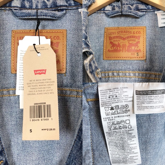 levi’s • palm embroidered medium wash denim jacket - Picture 5 of 6